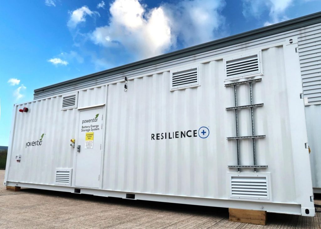 Powerstar battery energy storage system installed on a building.