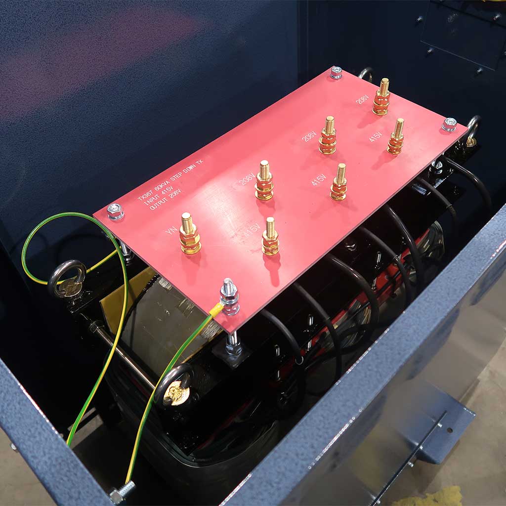 Amorphous core transformer enclosed in case